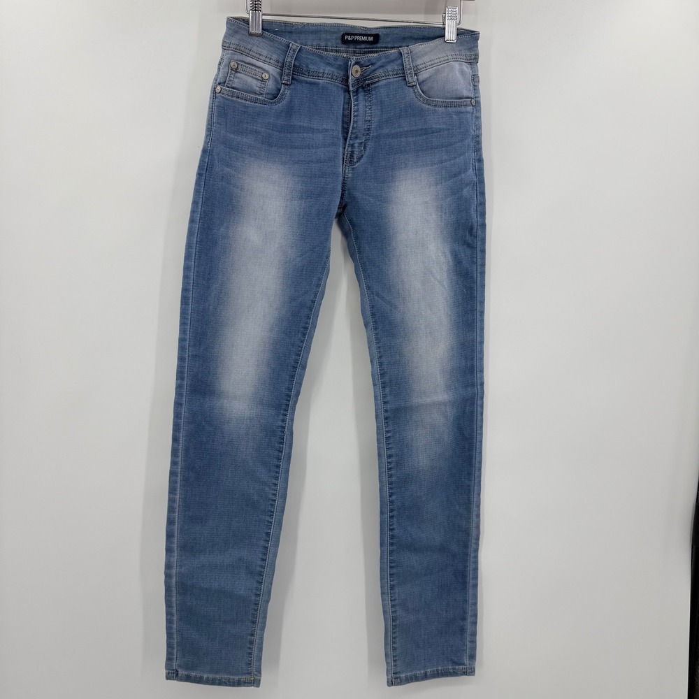 P&P Premium Women Skinny Jeans Medium Wash Blue Stretch‎ Denim Size 7